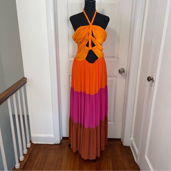 FARM RIO Warm Color Blocking Maxi Dress - Picture 5 of 13
